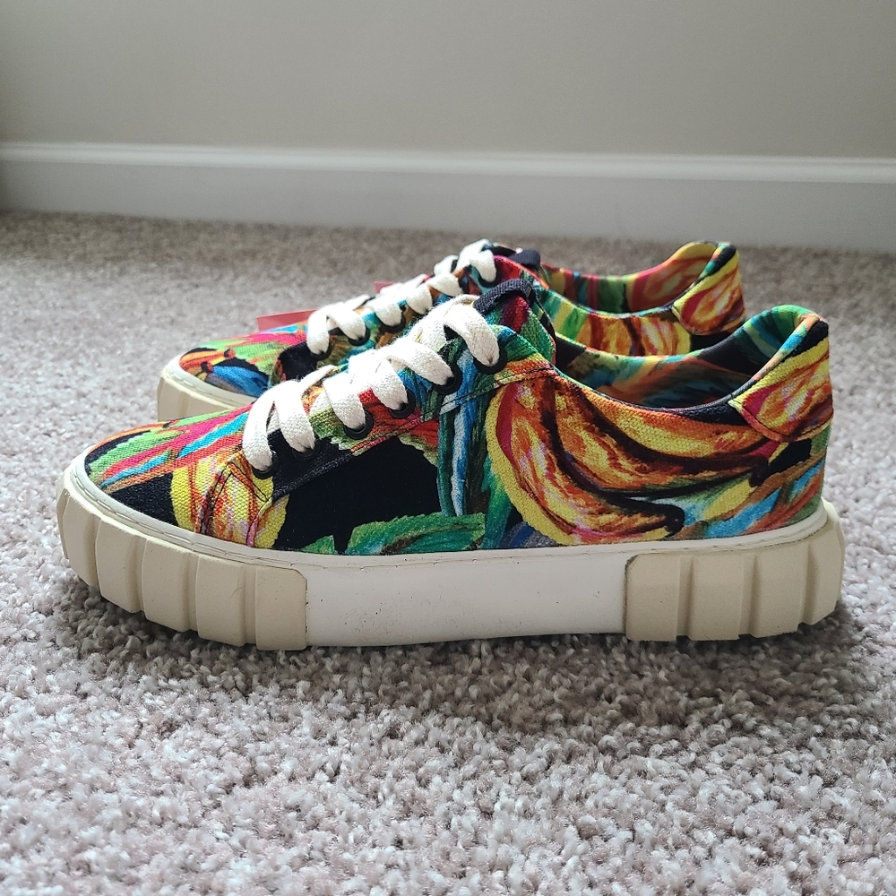 Farm Rio Black Banana Flatform Sneakers Size 8